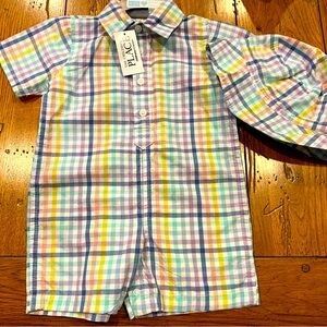 The Children’s Place 6-9 months boys onsie outfit with sun hat